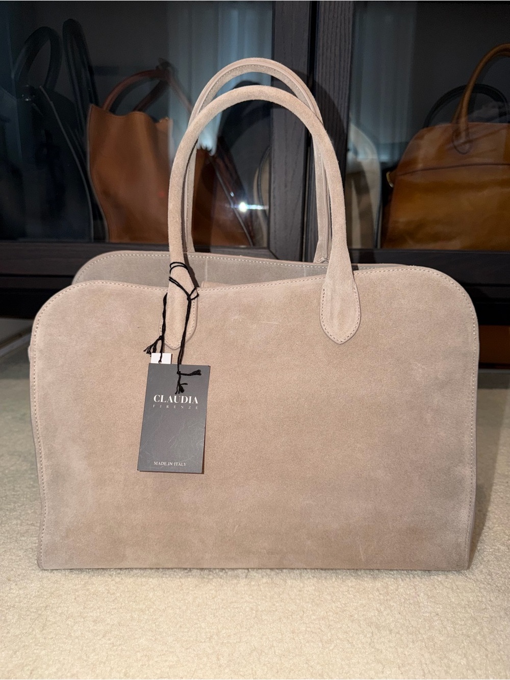 Claudia Firenze Beige Suede Tote Bag